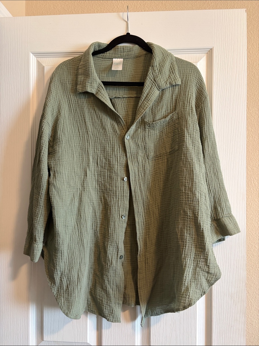 Kona Sol Sage Green Gauze Button-Down Shirt